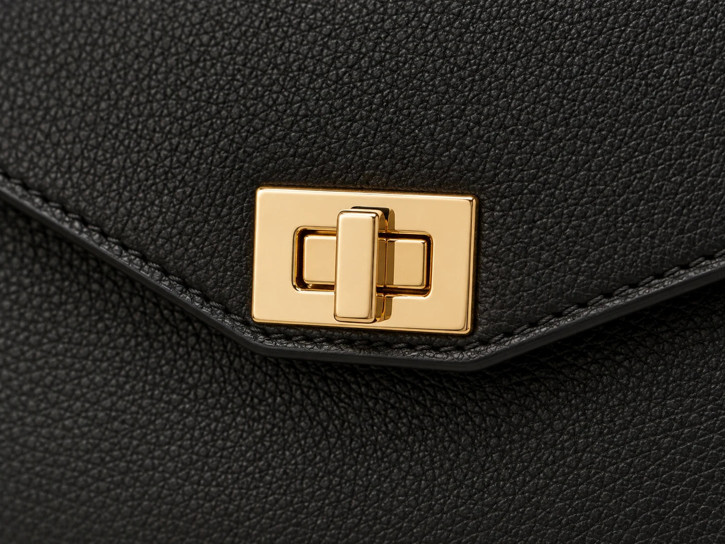 Structured Leather Bag, Black: Hardware detail; AI design preview, not verified merchandise evidence
