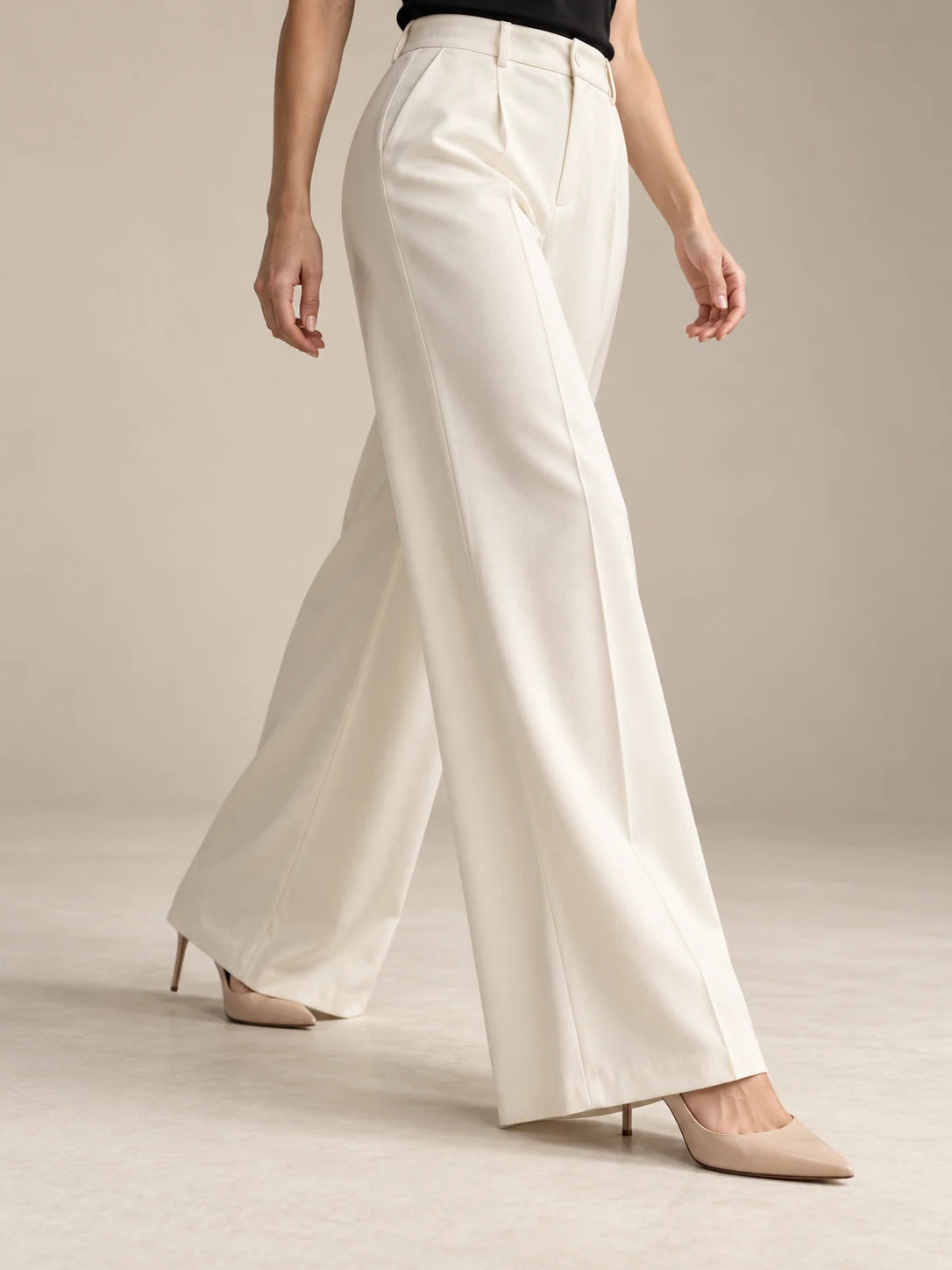 Wide Leg Trousers, Ivory: Leg line; AI design preview, not verified merchandise evidence