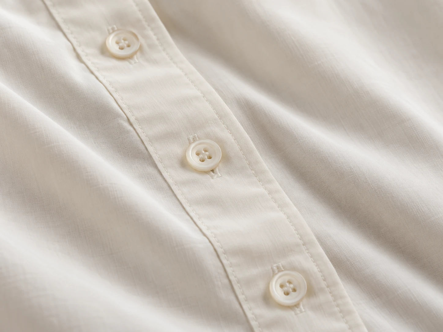 Ivory Poplin Shirt, Ivory: Button detail; AI design preview, not verified merchandise evidence