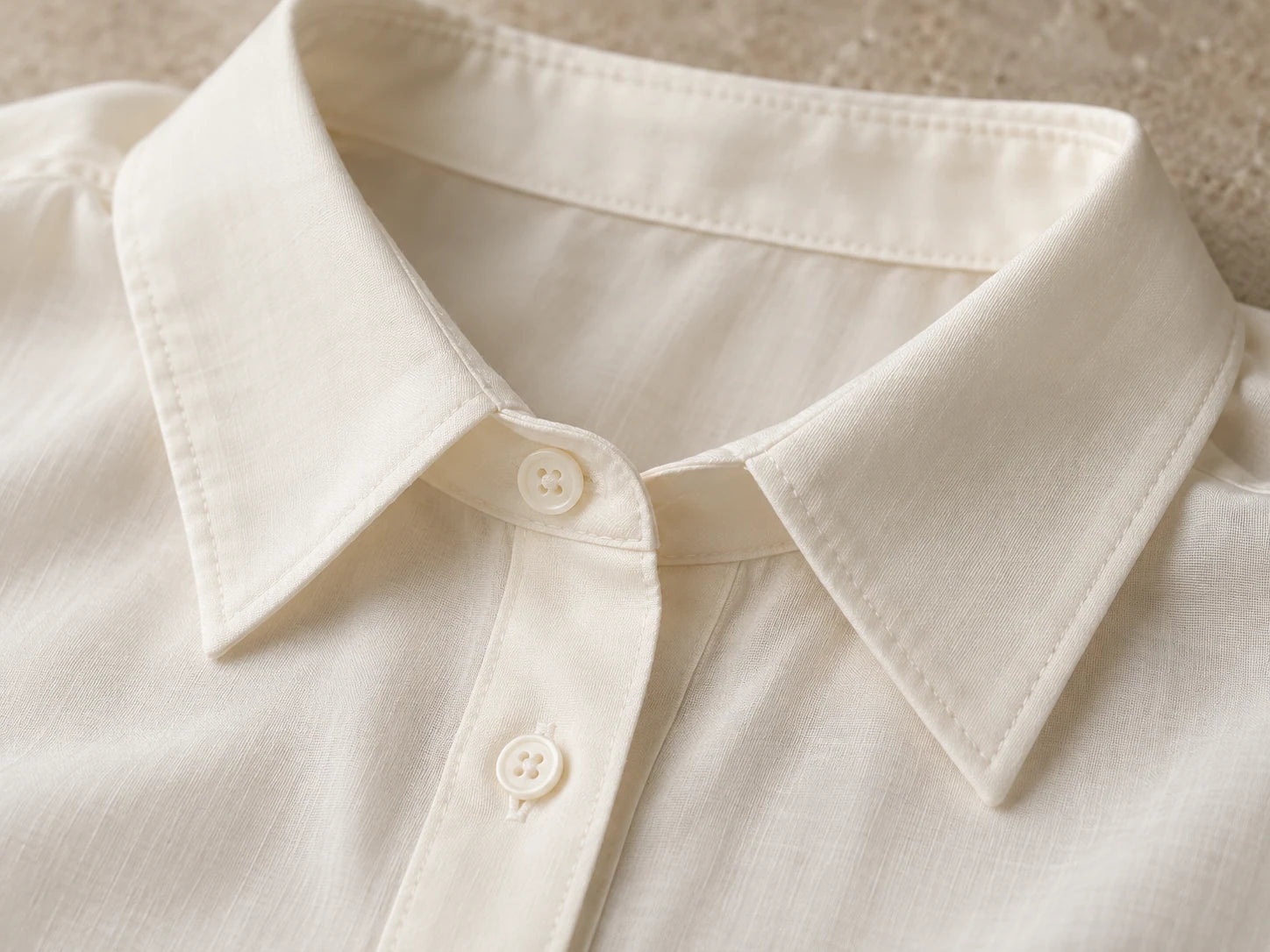 Ivory Poplin Shirt, Ivory: Collar detail; AI design preview, not verified merchandise evidence
