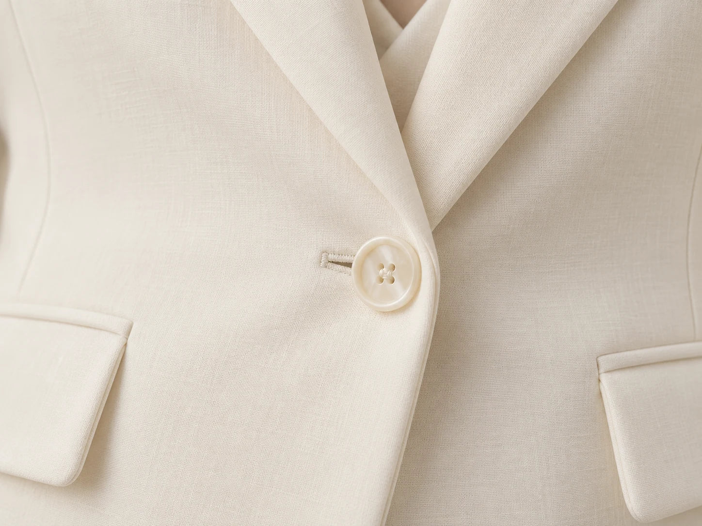 City Ivory Blazer, Ivory: Fastening concept; AI design preview, not verified merchandise evidence