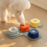 Pet pressing a recordable communication button