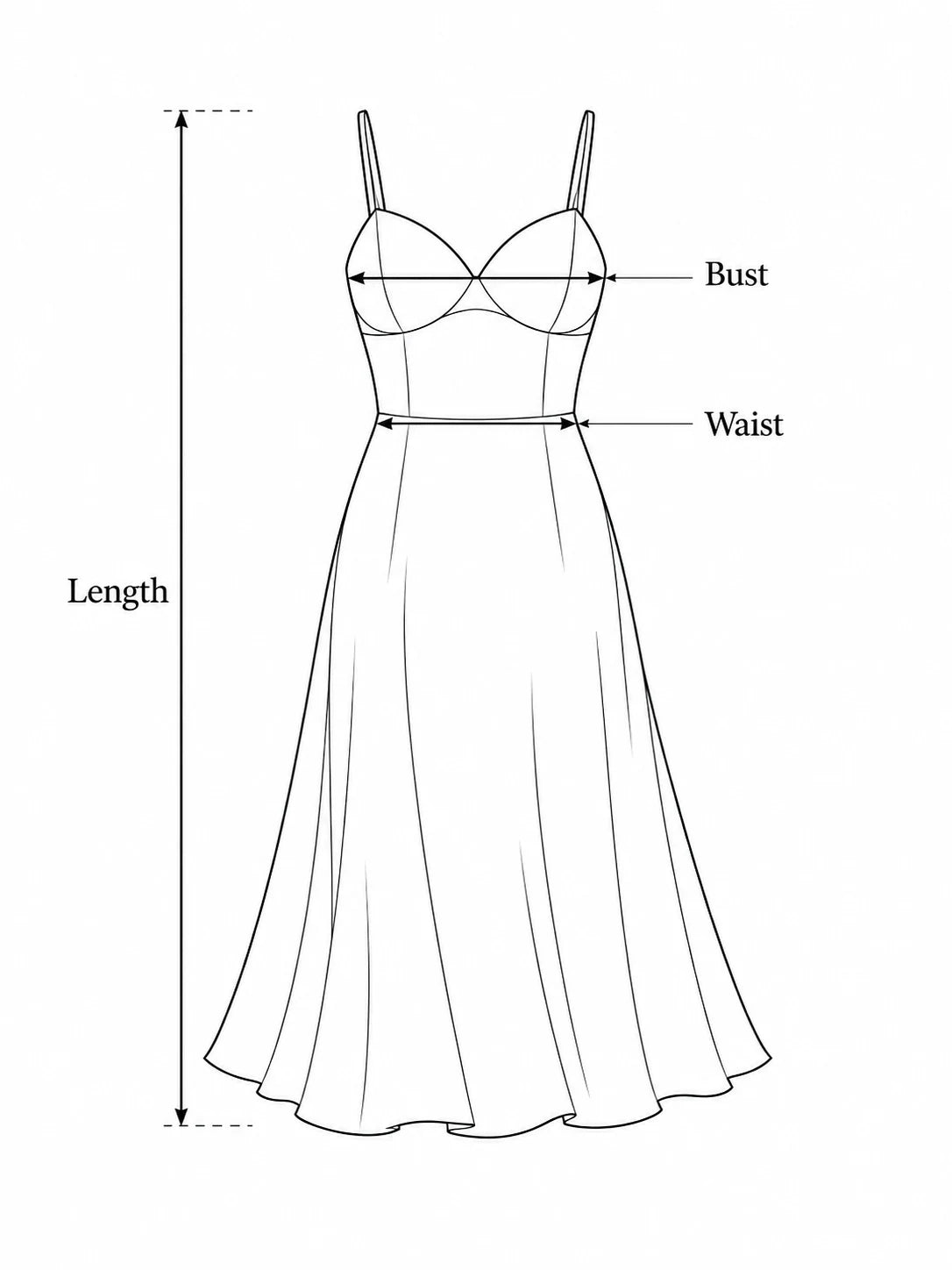 dresses measurement illustration